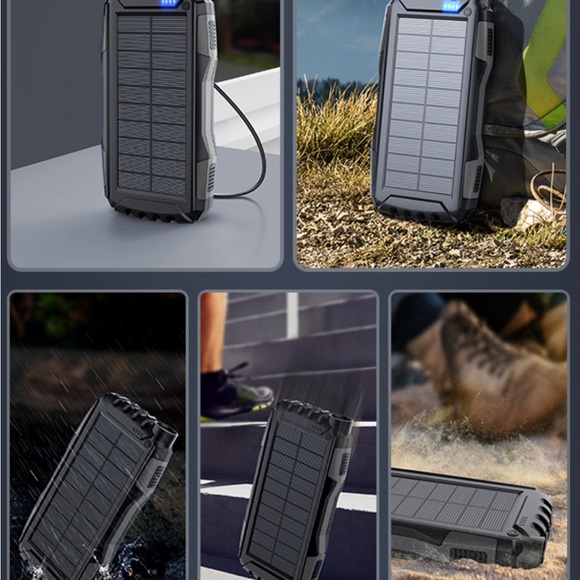 Solar Power Bank External Battery 5V 3.1A Qc 3.0 Fast Charger Flashlight (Black) - Picture 11 of 13